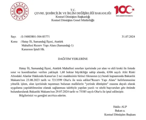 Samandağ' da Rezerv Alanın Kalktığı Resmi Yazıyla Kesinleşti. — fotoğraf 1